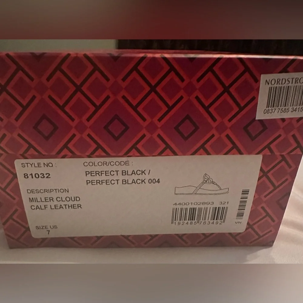 Tory Burch Miller Cloud Black Leather Sandals - Picture 4 of 4